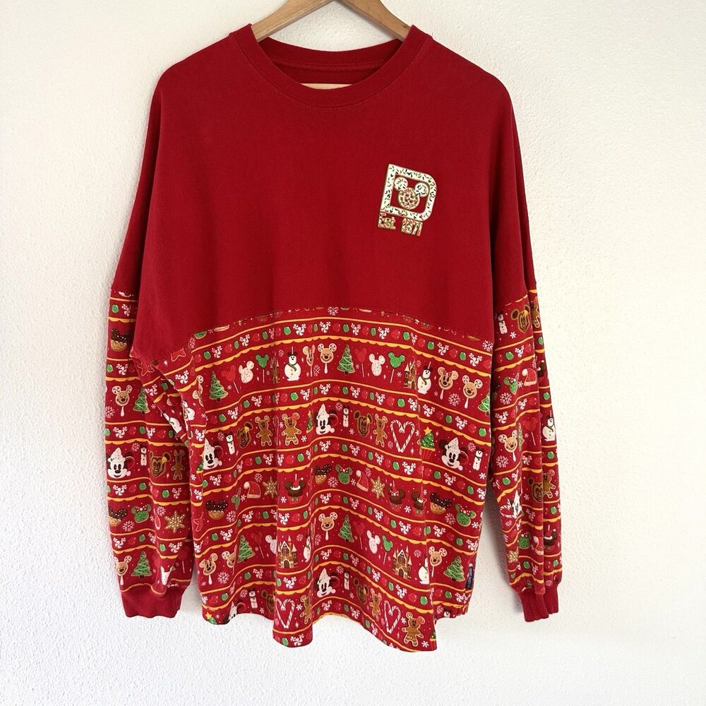 Disney Parks Walt World Red Holiday Snacks Gingerbread Spirit Jersey L